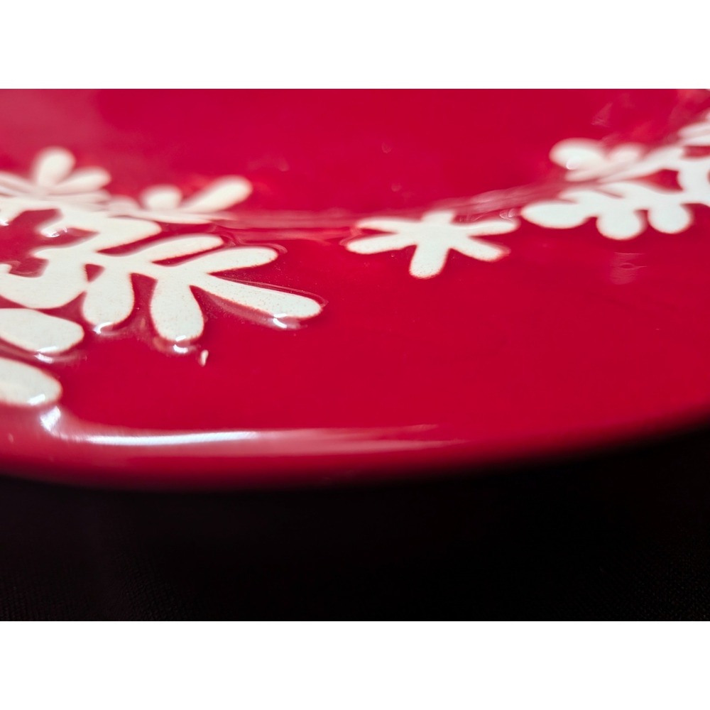 SET Royal Norfolk Dinner Plate (2)(/Bowls(2) Christmas-Red With Snowflakes - Picture 7 of 7